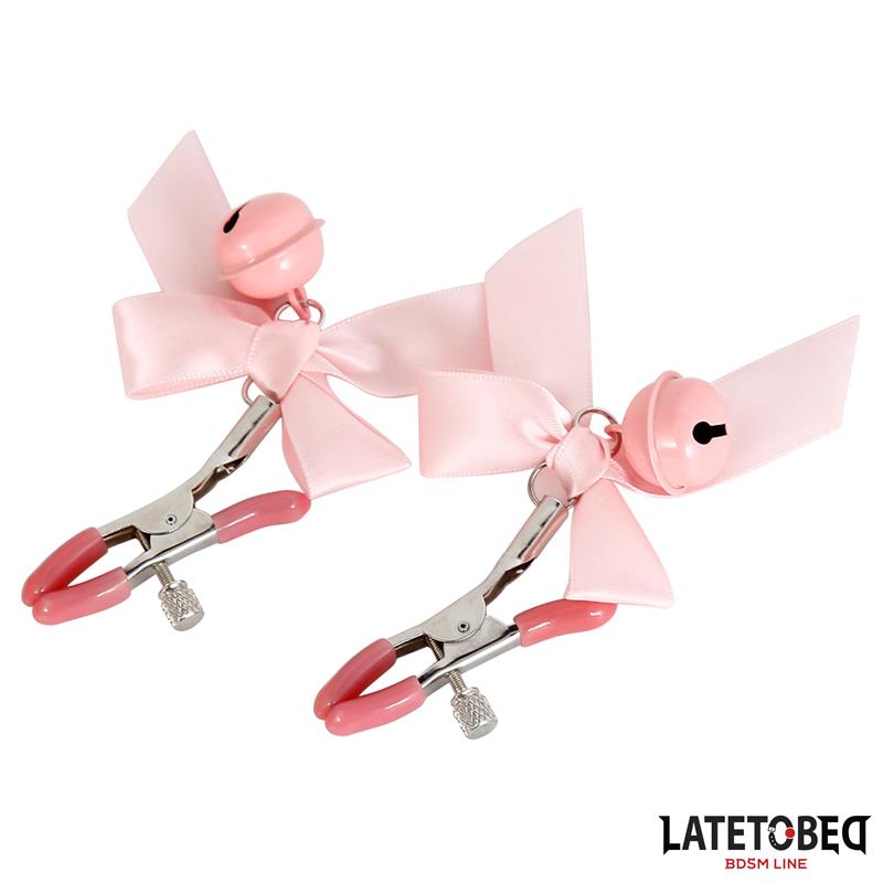 Pinzas para Pezones Lazo y Cascabel Rosa