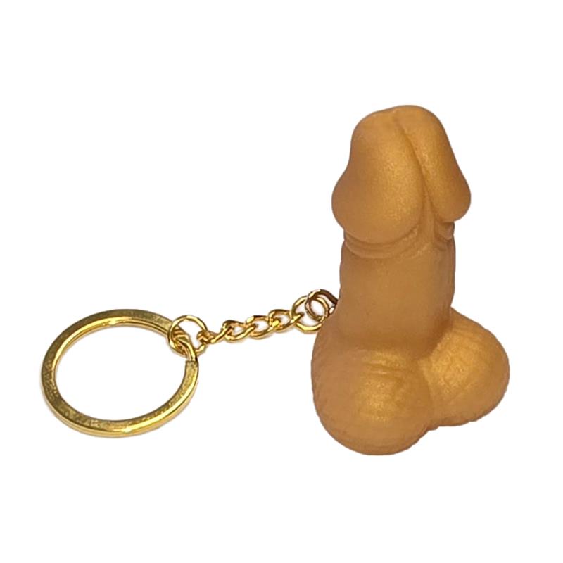 Llavero de Goma Dura Forma de Pene Dorado