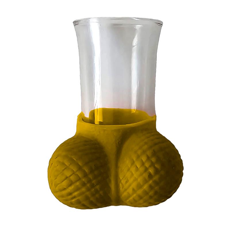 Chupito de Cristal con Testiculos Dorado